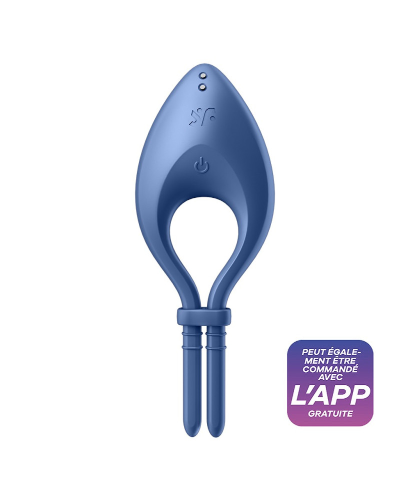 Cockring vibrant connecté USB bleu Bullseye Satisfyer 